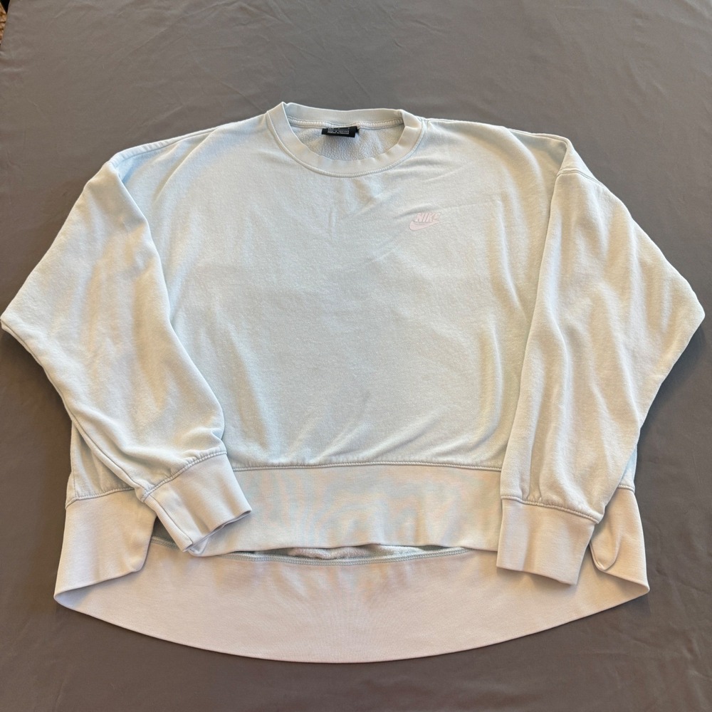 Nike Sportswear Crewneck Sweatshirt Womens Large Light Blue - Picture 1 of 11